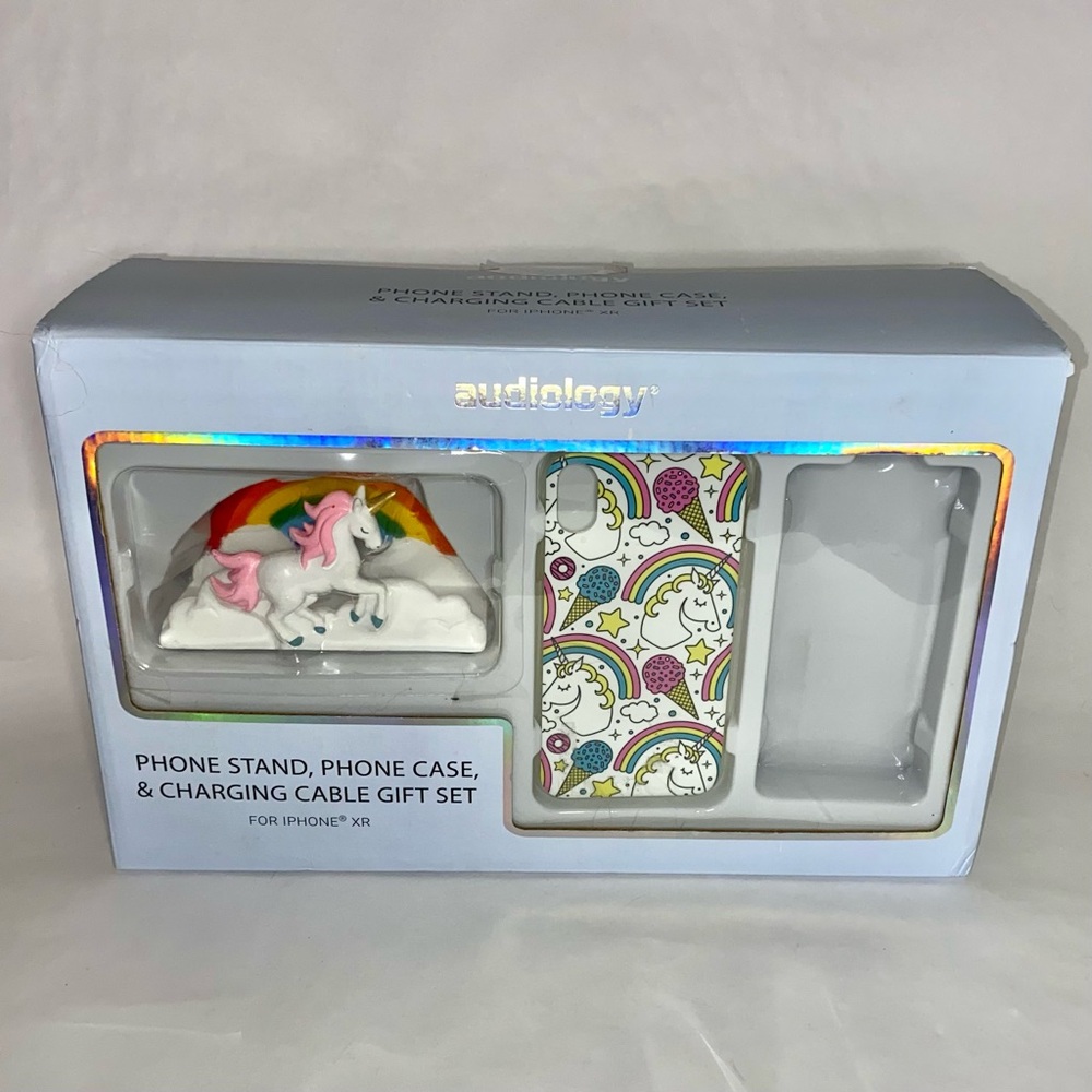 Unicorn, Ice Cream & Rainbow Phone Stand & iPhone XR Phone Case